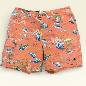 Ralph Lauren Polo Mens Size XL Fish Print Swim Trunks Shorts Tropical Resort